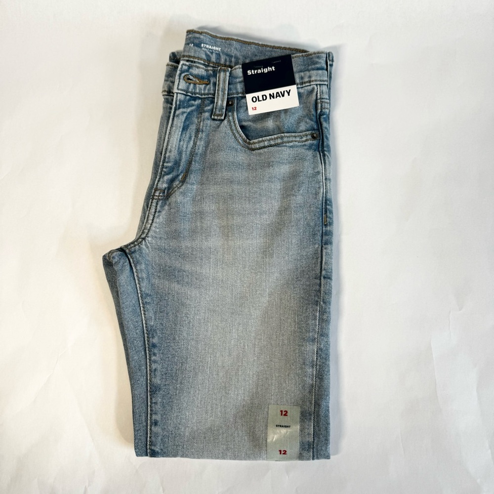 Old Navy Kids Straight Leg Jeans, Size 12, Light Wash, NWT